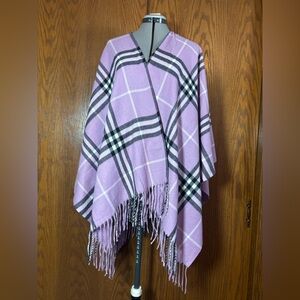 belle by Kim Gravel Lavender and Charcoal Striped Poncho - one size